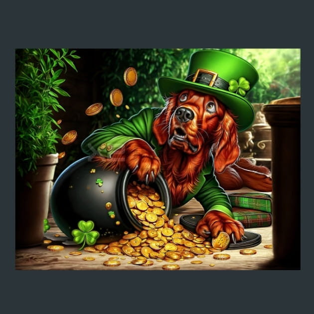 Saint Patricks Day Dog 2 Metal Wall Art and Desktop Mouse Pad by X2Metal