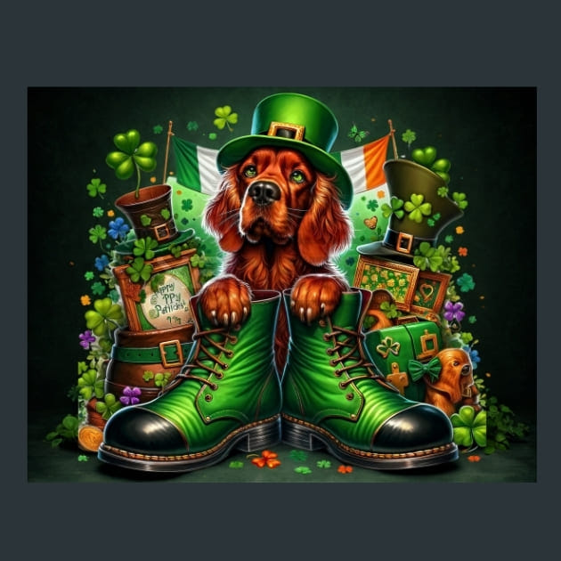 Saint Patricks Day Dog 3 Metal Wall Art and Desktop Mouse Pad by X2Metal