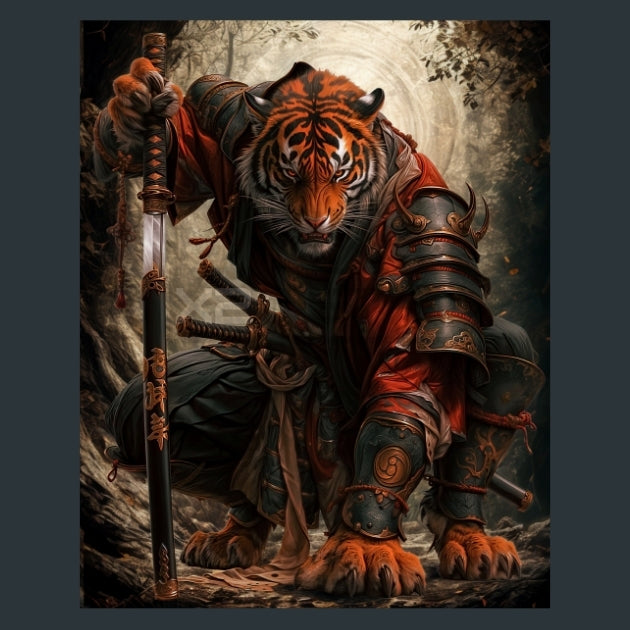 Samurai-Tiger-Warriors-Alpha-Animals-metal-prints-posters-mouse-pads