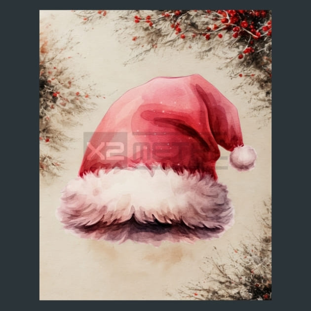 Santa Hat 12 Metal Wall Art and Desktop Mouse Pad by X2Metal