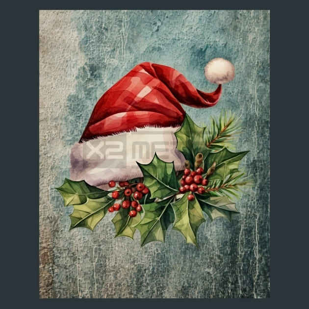 Santa Hat 18 Metal Wall Art and Desktop Mouse Pad by X2Metal