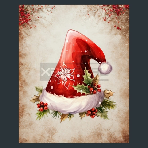 Santa Hat 24 Metal Wall Art and Desktop Mouse Pad by X2Metal