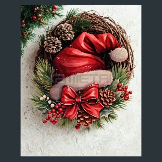Santa Hat 28 Metal Wall Art and Desktop Mouse Pad by X2Metal