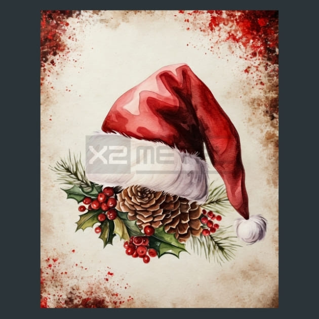 Santa Hat 7 Metal Wall Art and Desktop Mouse Pad by X2Metal