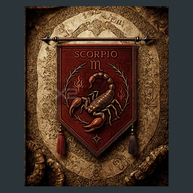 Scorpio-Zodiac-Banners Metal Wall Art and Desktop Mouse Pad by X2Metal