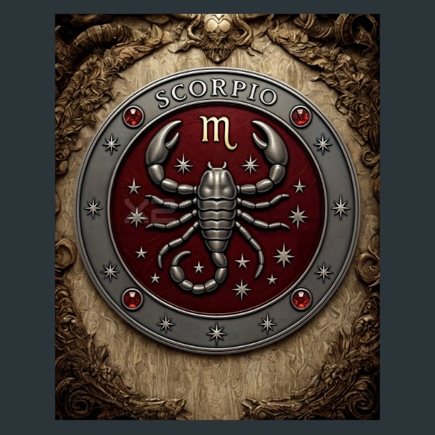 Scorpio-Zodiac-Renaissance-Western Metal Wall Art and Desktop Mouse Pad by X2Metal