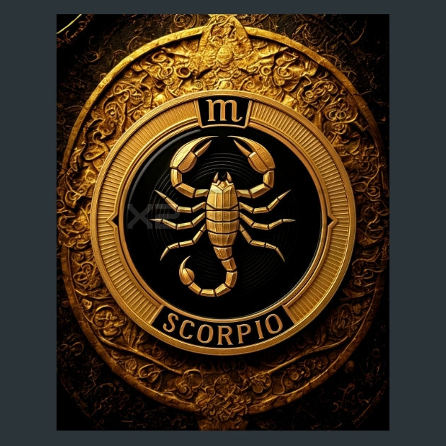 Scorpio-Zodiac-Signs-Gold-Celtic Metal Wall Art and Desktop Mouse Pad by X2Metal