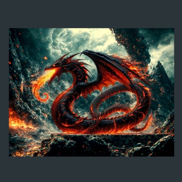Serpent_Flame_Dragon_metal_prints_posters_mouse_pads