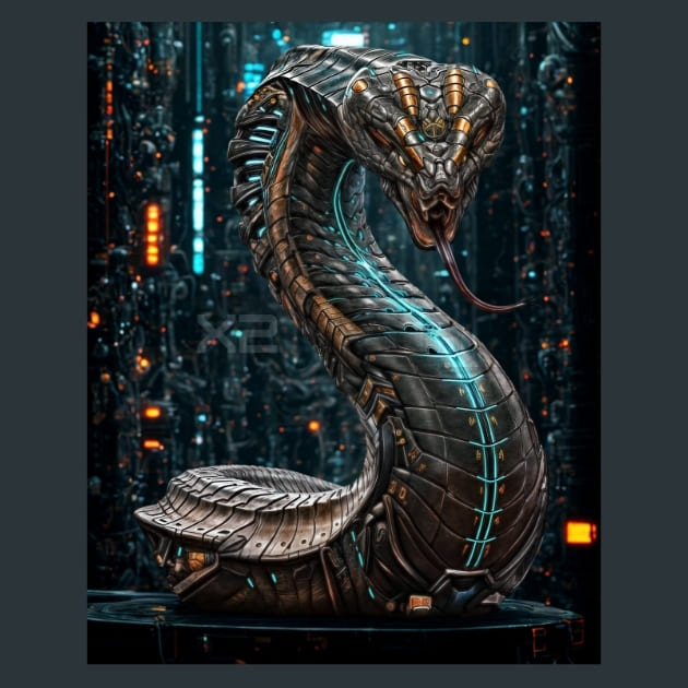 Serpent Mechanimals Metal Wall Art and Desktop Mouse Pad by X2Metal