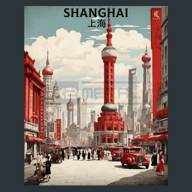 Shanghais Promenade China Metal Wall Art and Desktop Mouse Pad by X2Metal