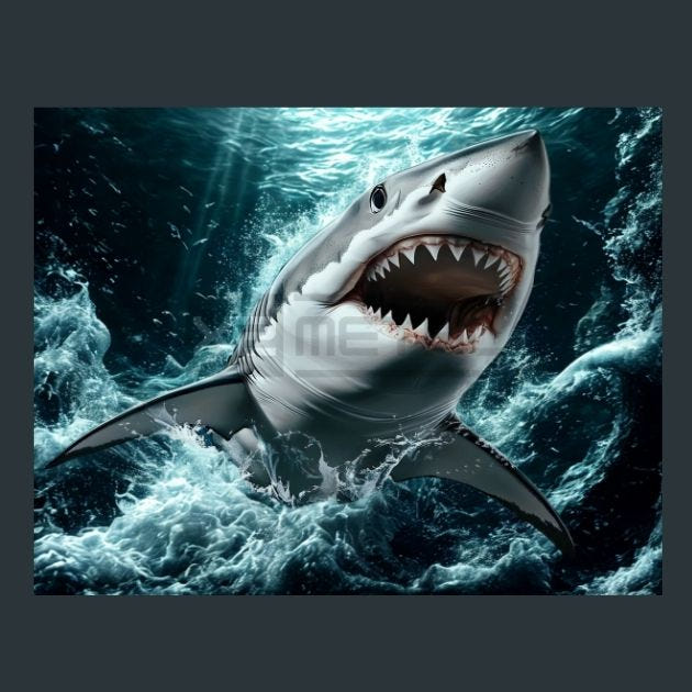 Shark 10 Metal Wall Art and Desktop Mouse Pad by X2Metal