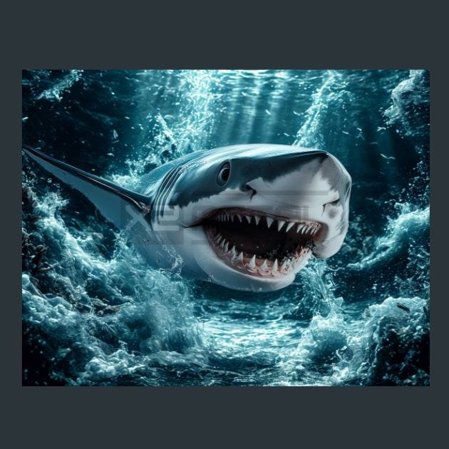 Shark 16 Metal Wall Art and Desktop Mouse Pad by X2Metal