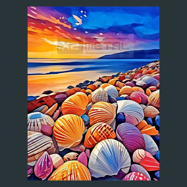 Shoreline Seashells Metal Wall Art and Desktop Mouse Pad by X2Metal