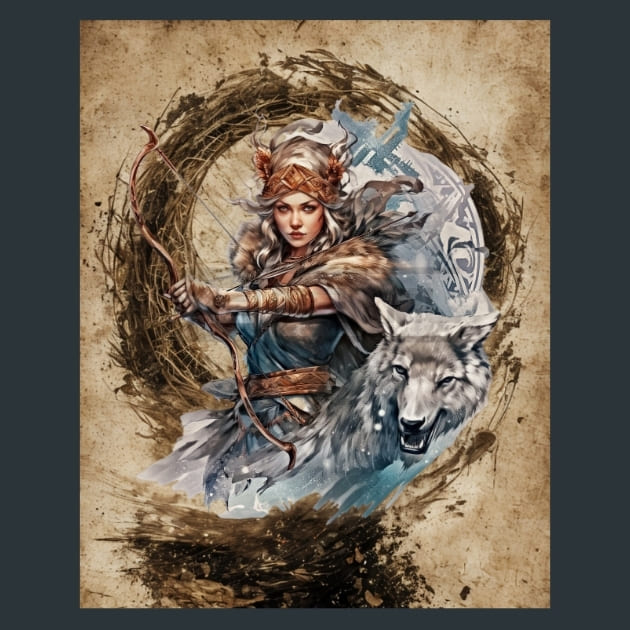 Skadi Mythology Metal Wall Art and Desktop Mouse Pad by X2Metal