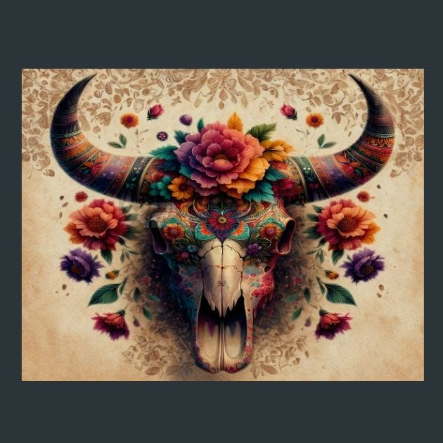 Skull Floral 3 Metal Wall Art and Desktop Mouse Pad by X2Metal