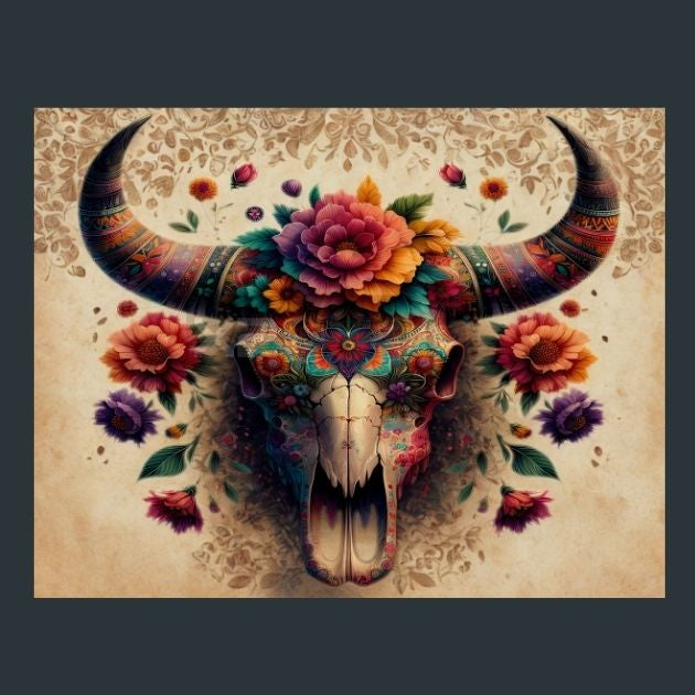 Skull-Floral-03-Metal-Prints