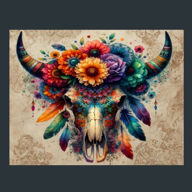 Skull-Floral-04-Metal-Prints