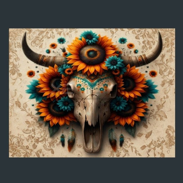 Skull Floral 11 Metal Wall Art and Desktop Mouse Pad by X2Metal