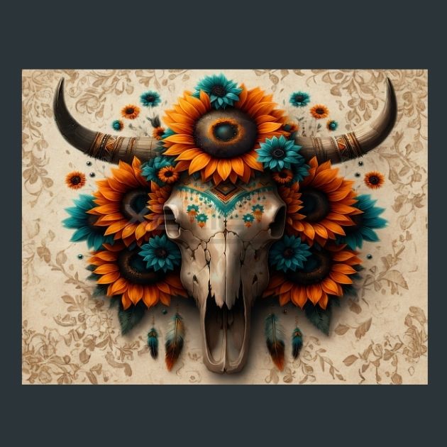 Skull-Floral-11-Metal-Prints