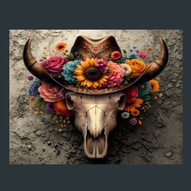 Skull-Floral-14-Metal-Print