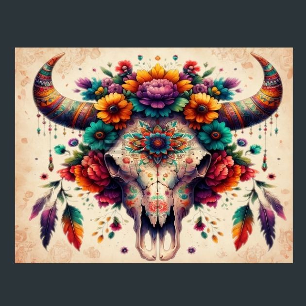 Skull-Floral-2-Metal-Prints