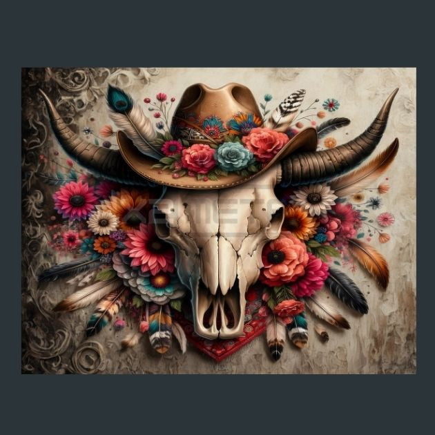 Skull-Floral-20-Metal-Prints