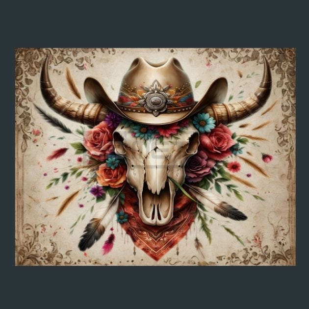 Skull Floral 21 Metal Wall Art and Desktop Mouse Pad by X2Metal