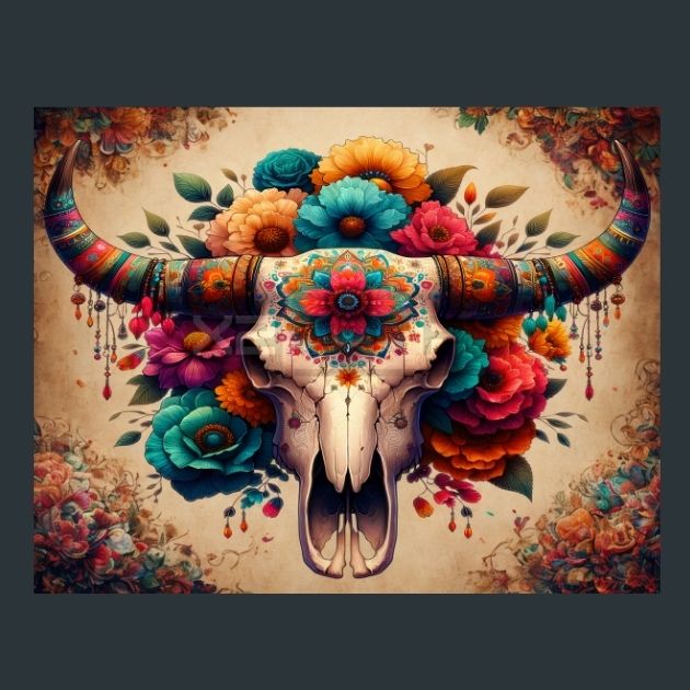 Skull-Floral-5-Metal-Prints