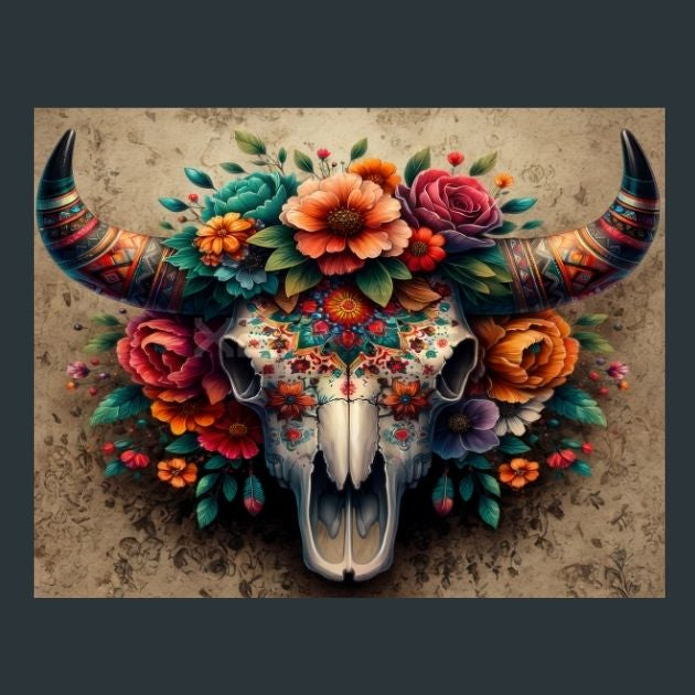 Skull-Floral-7-Metal-Prints