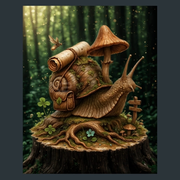 Snail Courier with Scroll Metal Wall Art and Desktop Mouse Pad by X2Metal