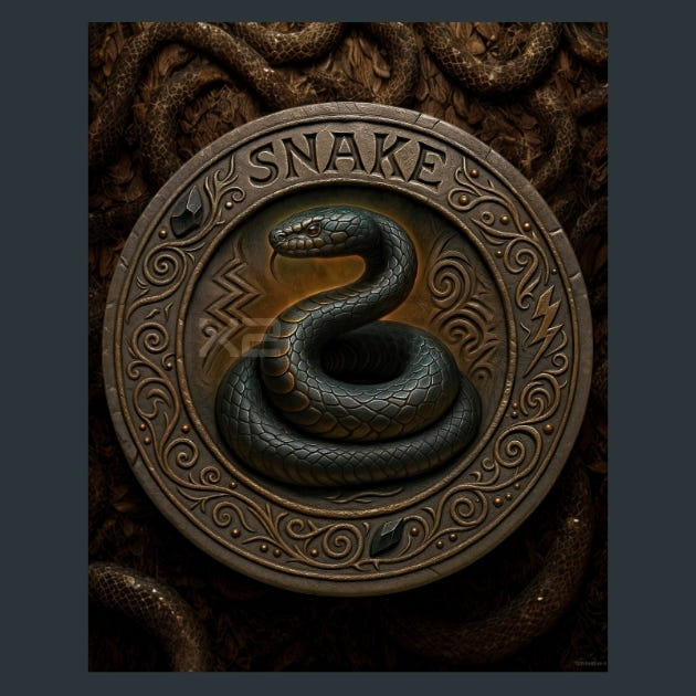 Snake _ Zodiac_Native_American Metal Wall Art and Desktop Mouse Pad by X2Metal