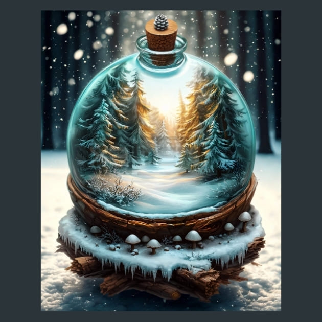 Snowglobe Winter 11 Metal Wall Art and Desktop Mouse Pad by X2Metal