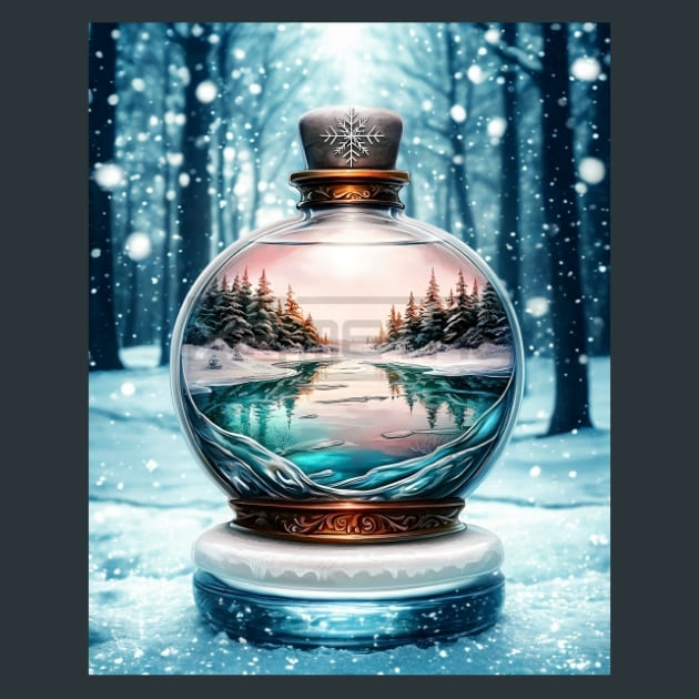 Snowglobe Winter 12 Metal Wall Art and Desktop Mouse Pad by X2Metal