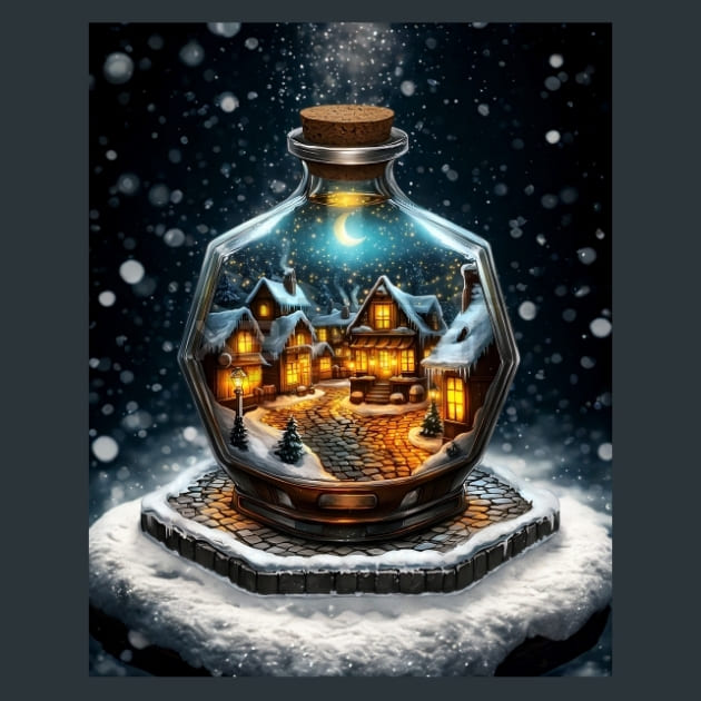 Snowglobe Winter 13 Metal Wall Art and Desktop Mouse Pad by X2Metal