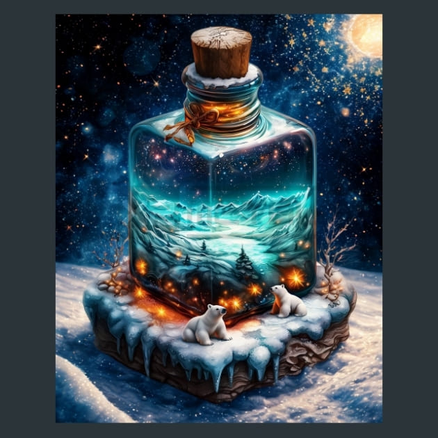Snowglobe Winter 3 Metal Wall Art and Desktop Mouse Pad by X2Metal