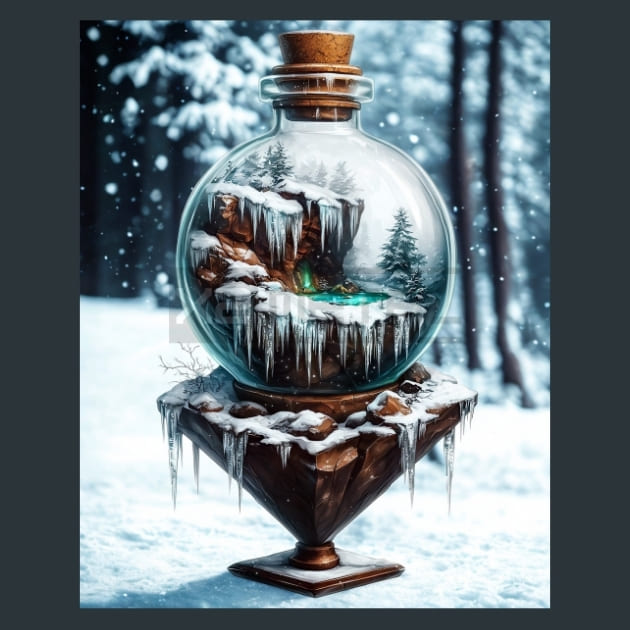 Snowglobe Winter 4 Metal Wall Art and Desktop Mouse Pad by X2Metal
