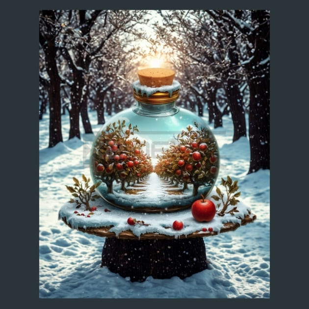 Snowglobe Winter 5 Metal Wall Art and Desktop Mouse Pad by X2Metal