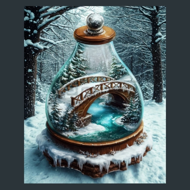 Snowglobe Winter 7 Metal Wall Art and Desktop Mouse Pad by X2Metal