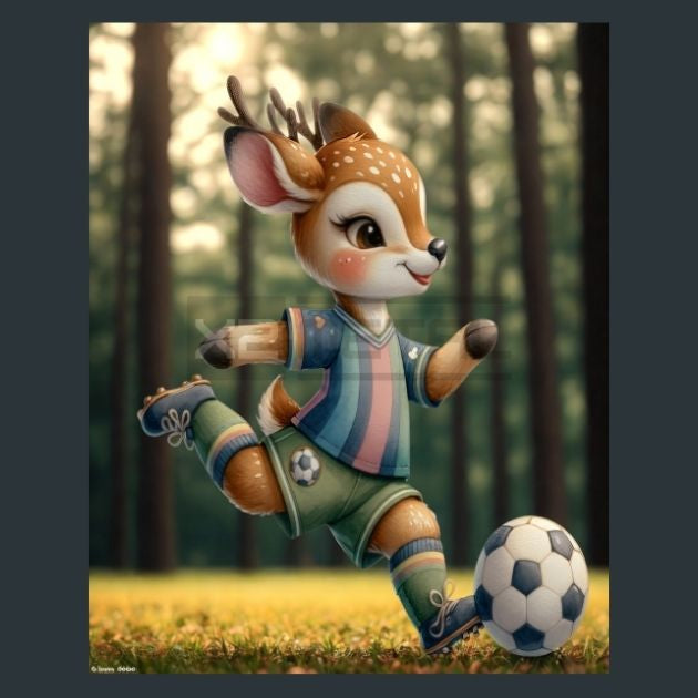 Soccer Deer 06 Metal Wall Art and Desktop Mouse Pad by X2Metal