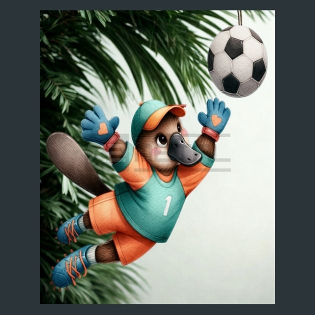 Soccer Platypus 23 Metal Wall Art and Desktop Mouse Pad by X2Metal