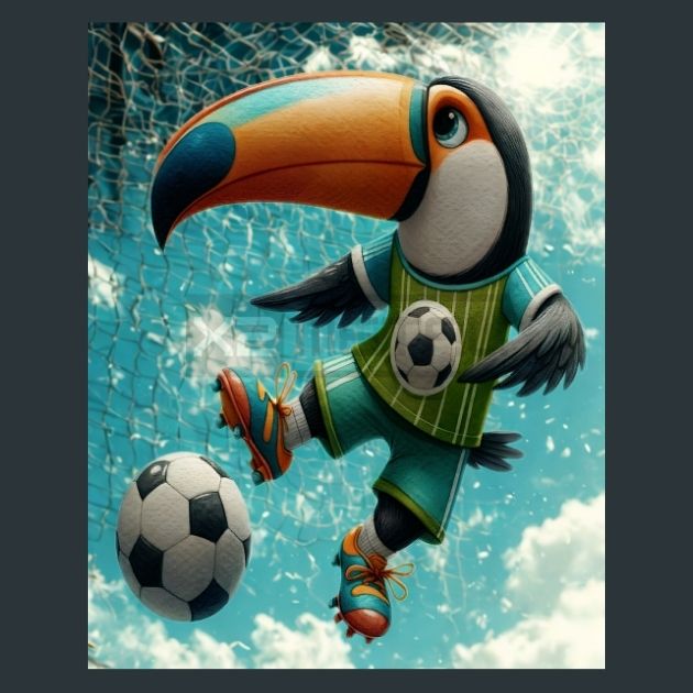 Soccer Toucan 15 Metal Wall Art and Desktop Mouse Pad by X2Metal