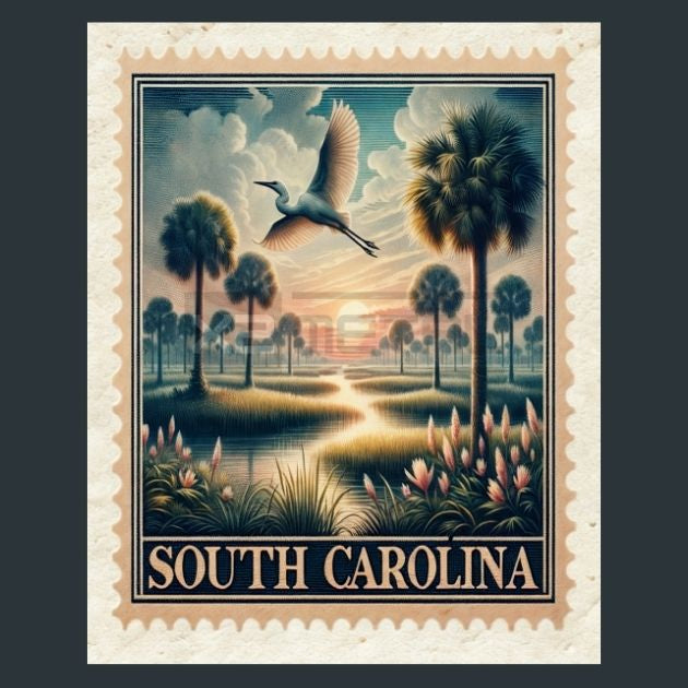 South-Carolina-Stamp-Metal-Prints