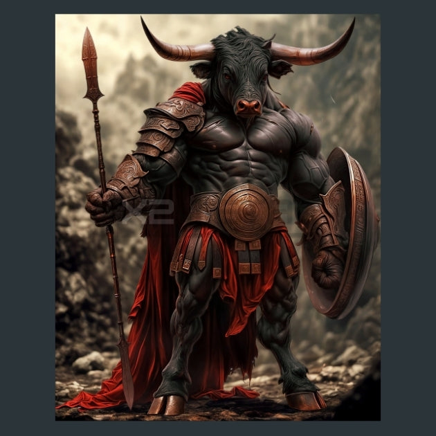 Spartan Bull Warriors - Alpha Animals Metal Wall Art and Desktop Mouse Pad by X2Metal