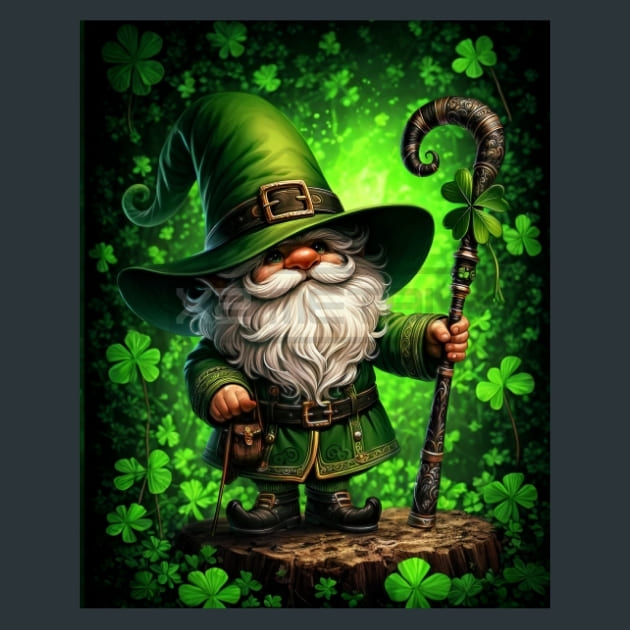 St Patrick Gnome 13 Metal Wall Art and Desktop Mouse Pad by X2Metal