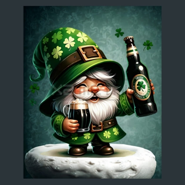 St Patrick Gnome 15 Metal Wall Art and Desktop Mouse Pad by X2Metal