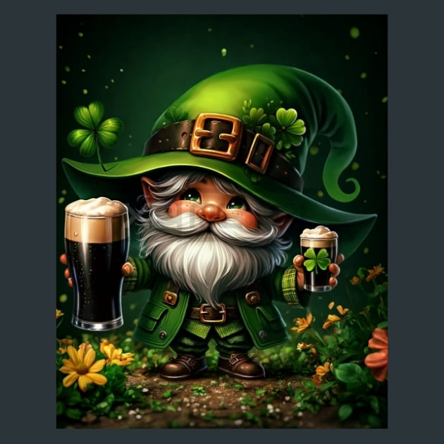 St Patrick Gnome 2 Metal Wall Art and Desktop Mouse Pad by X2Metal