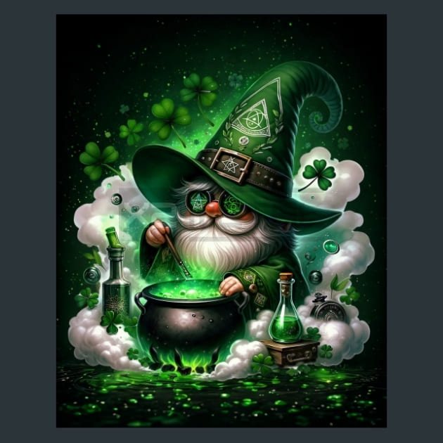 St Patrick Gnome 20 Metal Wall Art and Desktop Mouse Pad by X2Metal