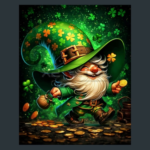 St Patrick Gnome 3 Metal Wall Art and Desktop Mouse Pad by X2Metal