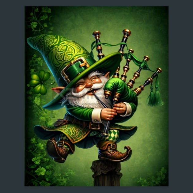 St Patrick Gnome 5 Metal Wall Art and Desktop Mouse Pad by X2Metal