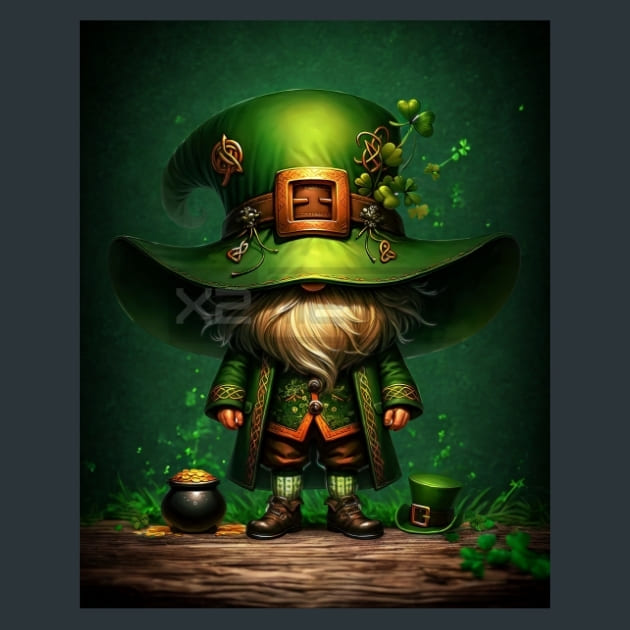 St Patrick Gnome 6 Metal Wall Art and Desktop Mouse Pad by X2Metal